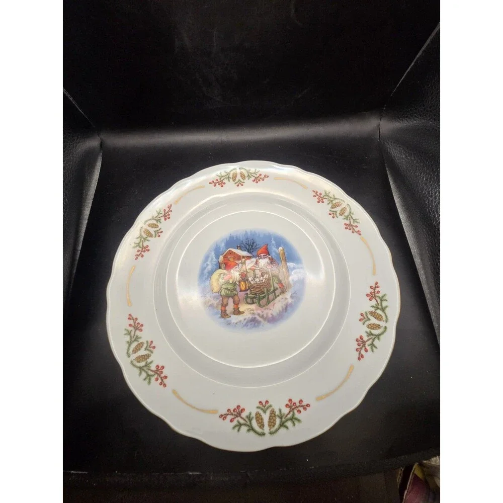 Christineholm Porcelain Lars Porcelain Winter Gnome Dinner Plate 11 Inches